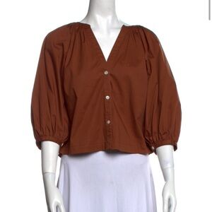 Staud size S coffee colored blouse.